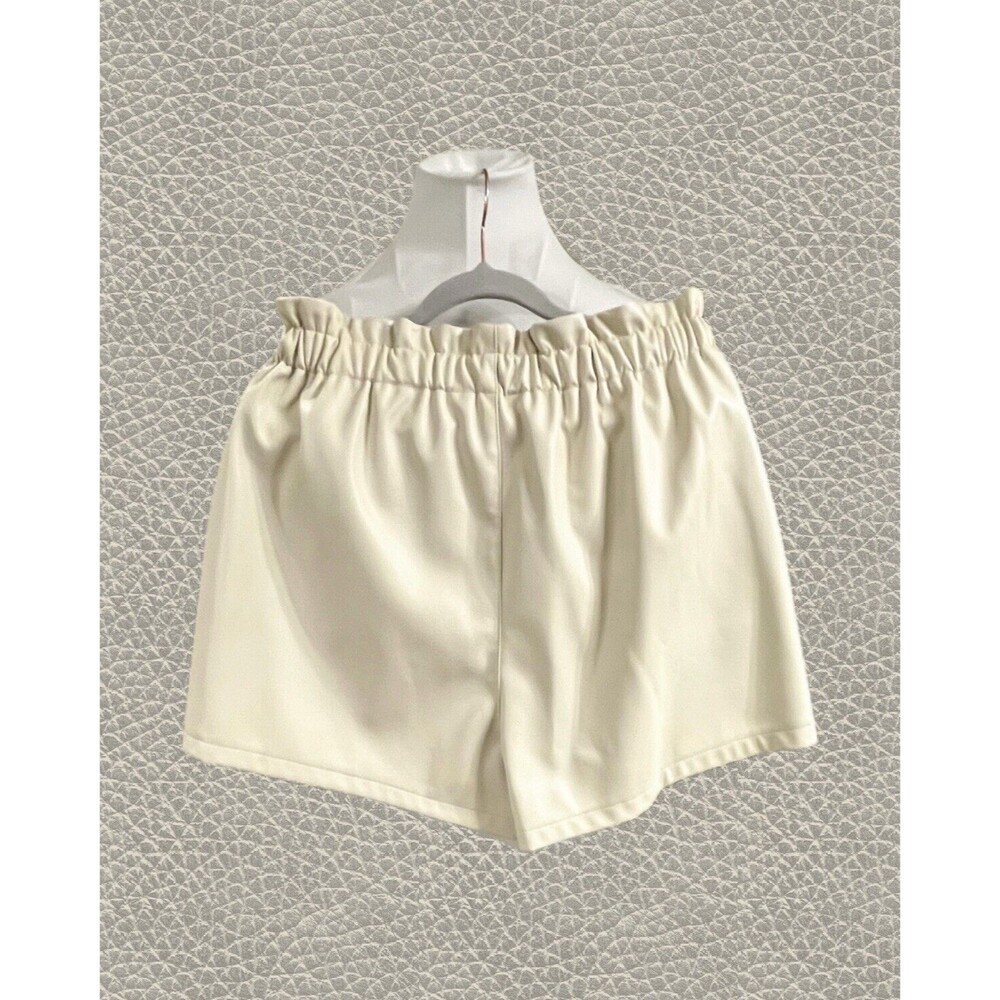 Steve Madden Womens Vegan Leather Elastic Waist High-Rise Shorts Beige Size M - Picture 3 of 6
